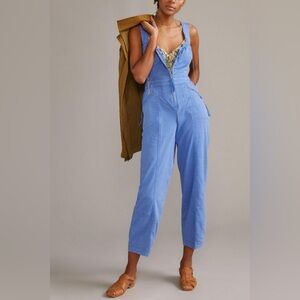 Anthropologie Bustier Zip Blue Jumpsuit